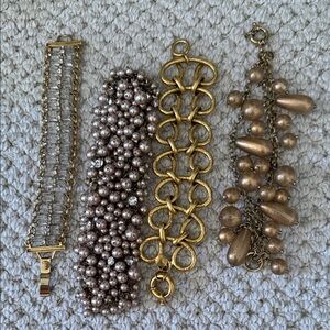 J. Crew Gold and Bronze Beaded Bracelet Collection